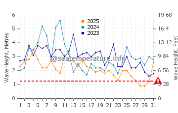 Waves height in Netarts in January