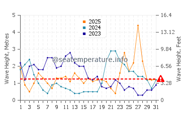 Waves height in Neyland in January