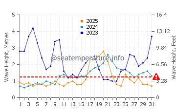Waves height in Ngunguru in January