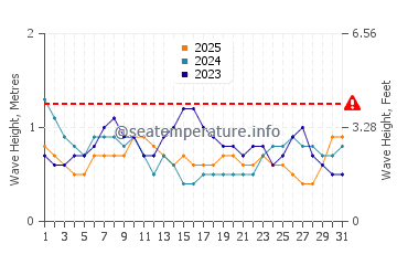 Altezza delle onde Nuevo Vallarta a gennaio