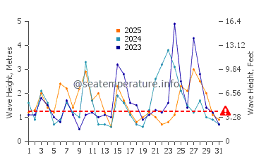 Waves height in Okinawa in January