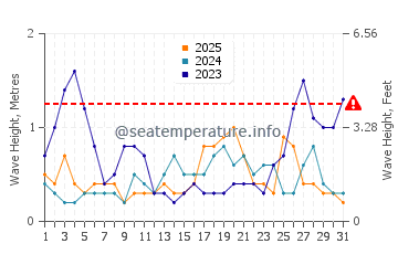 Waves height in Onetangi in January