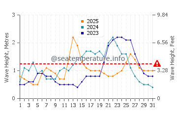 Altura de las olas en Ouani en enero