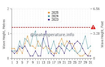 Waves height in Palmetto in January