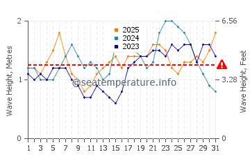 Altura das ondas Palomino em janeiro