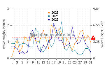 Altezza delle onde Pampelonne a gennaio