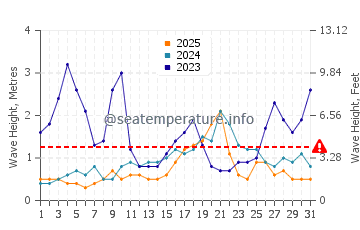 Waves height in Pauanui in January