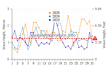 Waves height in Pedro Valiente in January