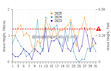 Waves height in Pentwater in January