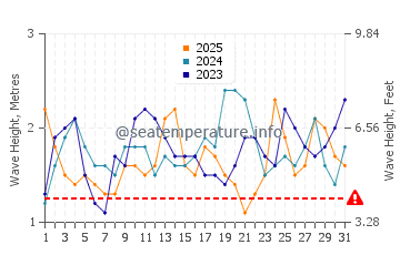 Hauteur des vagues à Pingueral en janvier