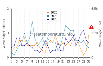 Waves height in Plantation in January