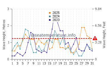 Waves height in Platja den Bossa in January