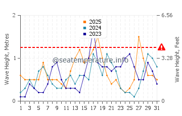 Waves height in Playa de la Almadraba in January