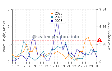 Waves height in Playa de las Salinas in January