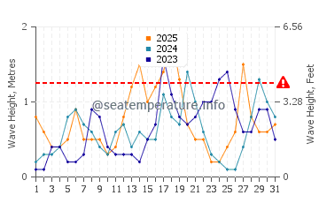 Waves height in Playa de los Locos in January