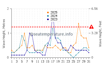 Waves height in Playa del Alamillo in January