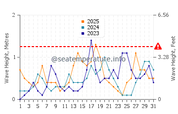 Waves height in Playa el Sombrerico in January
