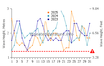 Altezza delle onde Playas Blancas a gennaio