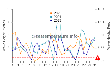 Waves height in Port Campbell in January