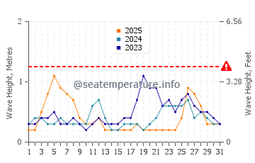 Waves height in Port Douglas in January