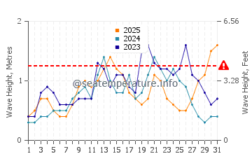 Wellenhöhe in Pozo Izquierdo im Januar