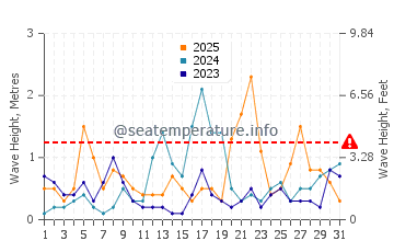 Waves height in Praia do Barril in January