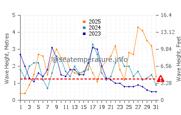 Waves height in Praia do Pego in January