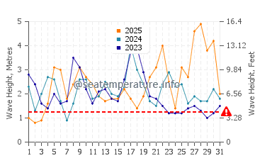 Waves height in Praia do Tonel in January