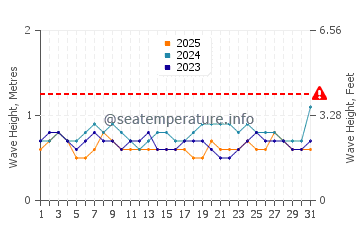 Waves height in Puerto Ayora in January