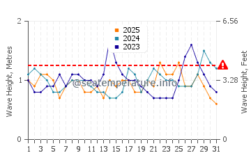 Waves height in Puerto Chiapas in January