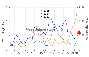 Waves height in Puerto del Rosario in January