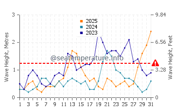 Waves height in Puerto Lajas in January