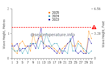 Waves height in Puerto Madryn in January