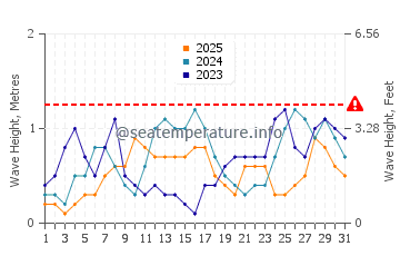 Waves height in Puerto Princesa in January