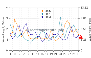 Waves height in Puponga in January
