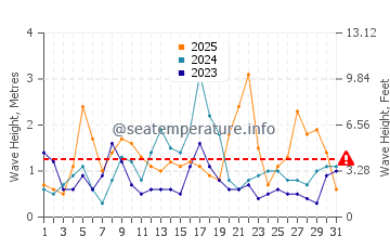Waves height in Quarteira in January