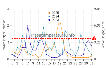 Waves height in Rize in January