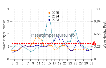 Altezza delle onde Roches Noires a gennaio