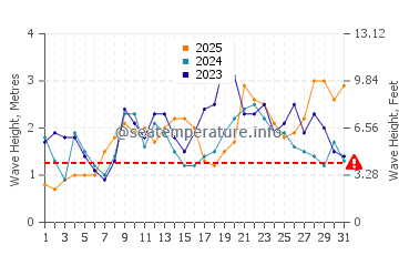 Waves height in Roque Bermejo in January