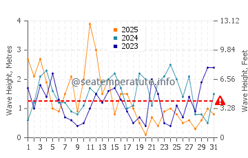 Waves height in Rowy in January