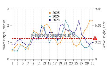 Waves height in San Miguel de Abona in January