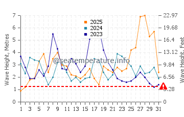 Waves height in Sao Pedro de Moel in January
