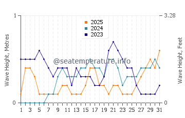 Waves height in Saparua in January