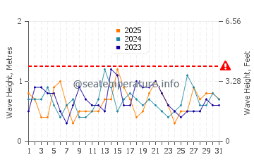 Waves height in Second Valley in January