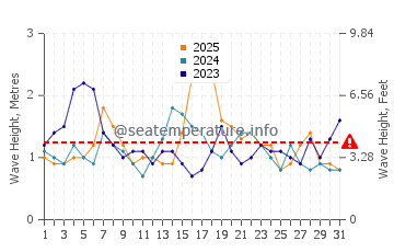 Waves height in Shoalhaven Heads in January
