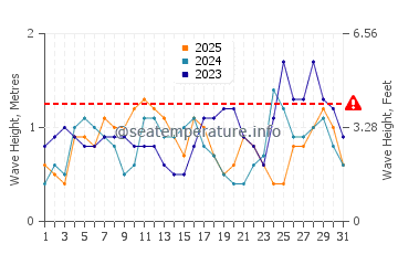 Altura de las olas en Siruma en enero