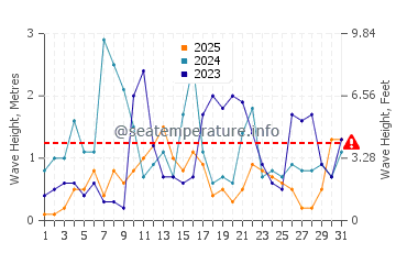 Altezza delle onde Skinaria a gennaio