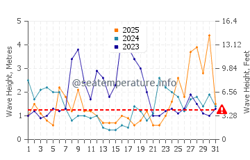 Waves height in Playa de los Locos in January