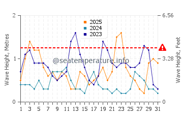 Altura de las olas en Sur en enero