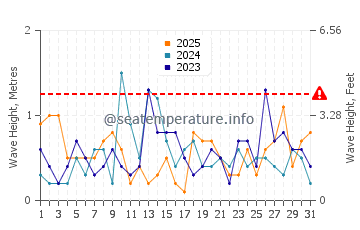 Waves height in Surry in January
